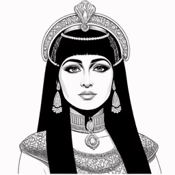 the queen wearing the egyptian headdress and jewels in black
