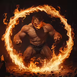 the devil is in the ring of fire with his body