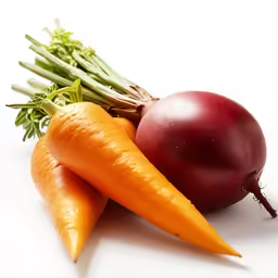 a group of carrots and onion next to each other