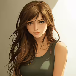 anime girl with long hair by the side