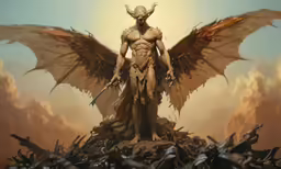 an artwork work featuring a demonic demon, with huge wings