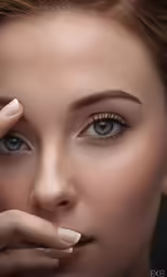 an attractive young lady putting on contact eyeliners