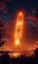a fireworks show in the sky above water