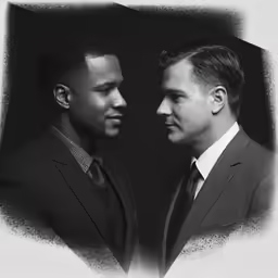 two men in suits stand next to each other