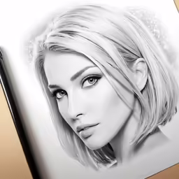a pencil drawing of a girl with long blonde hair
