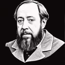 a black and white photo of a man with a beard