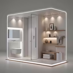 a bathroom in the shape of a room