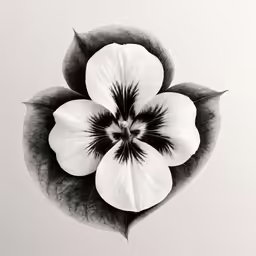 black and white photo of a flower with leaves on it