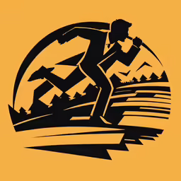 a man on a surfboard with mountains in the background