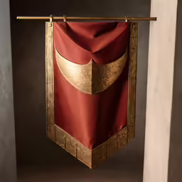 the back of a gold and red roman empire knights arm cosplay