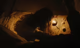 the person is laying down with a flashlight