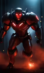 a character in a suit standing on a dark surface