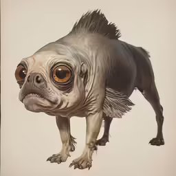 this weird looking animal is colored as the image is rendered on a gray background