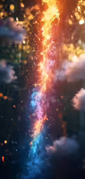 fireworks in the sky with clouds and light