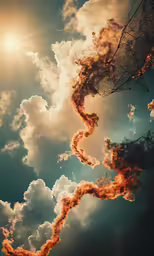 an orange cloud looks like a snake coming out of its mouth