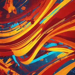 a painting of wavy lines, and some blue and yellow colors,an artistic background of blue, yellow and orange swirls