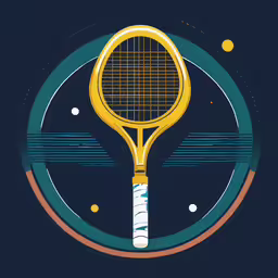 an abstract, stylized image of a yellow tennis racket,an abstract poster with a yellow tennis racket