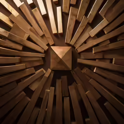 an image of a wood structure taken from above