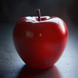 a big red apple is sitting on the counter