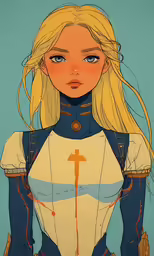 a drawing of a woman wearing an armor