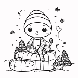 a little christmas teddy bear sitting on a bench