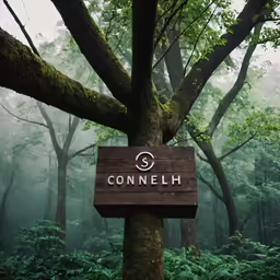 a sign that is on the side of a tree