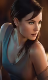 a woman with a nice short hair posing for the camera