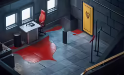 an aerial view of a desk in a dark room