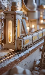 an image of a model train and light show