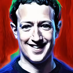 a painting of a man with green hair