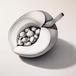 an object has been drawn with a pencil and a small amount of rocks