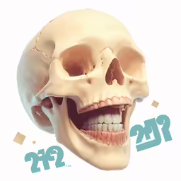 a skull with a missing tooth is shown on the side