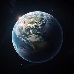 the earth with some bright sun beams