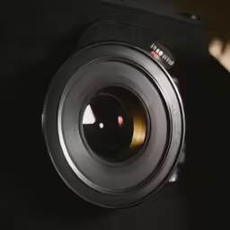the lens on top of the camera, showing the flash