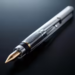 a ballpoint pen laying on a black table