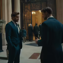 two men in suit talking to each other