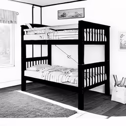 a black and white photograph of a bunk bed