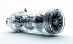 a jet engine on a white background