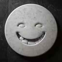 a white smiley face on a marble surface