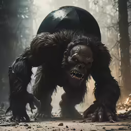 giant horned monsters make their way across a dirt covered field