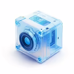 a small clear device with two cameras attached to it