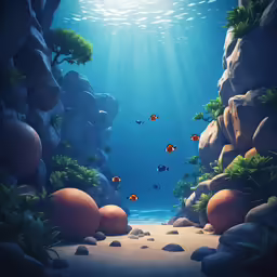 a painting of a fish in an ocean
