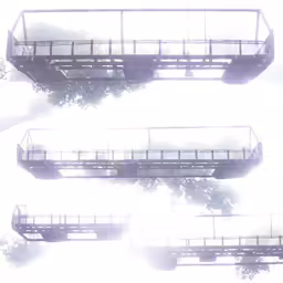 three bridges side by side on a foggy day