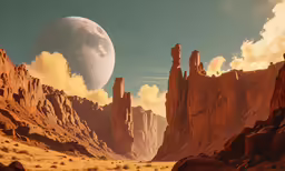 a fantasy landscape with rocks and mountains