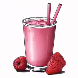 an illustration of a raspberry milkshake in a glass