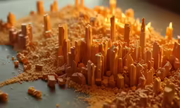 a mixture of sand is on the ground next to two candles