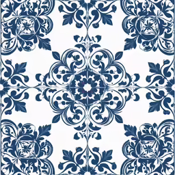 an old and worn blue and white tile with the design of a flower
