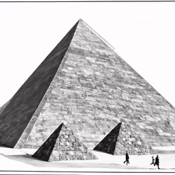 two people walking by the egyptian pyramid