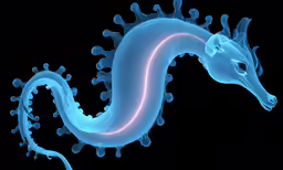 there is a blue dragon and blue water