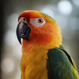 a colorful parrot perched on top of a palm tree